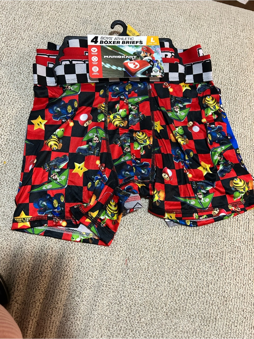 Nintendo Boys' Red, Black & Green Mario Kart Athletic Boxer Briefs - 4 Pack
